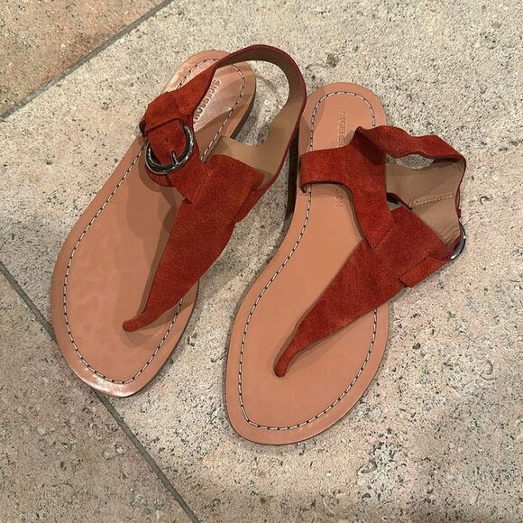 Never worn, burnt orange sandals with silver clasp - Picture 1 of 3